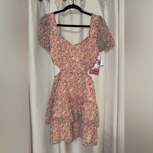Multi-color/floral Cut Out Mini Dress